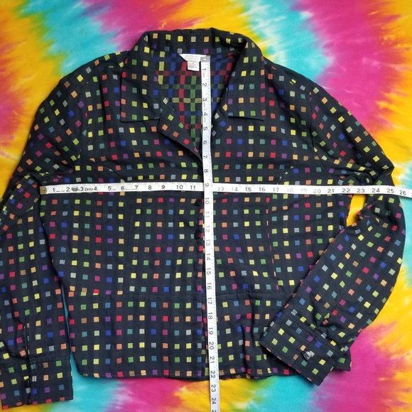 VINTAGE BUTTON UP GEOMETRIC XL PLUS PATTERN RETRO - Picture 2 of 5